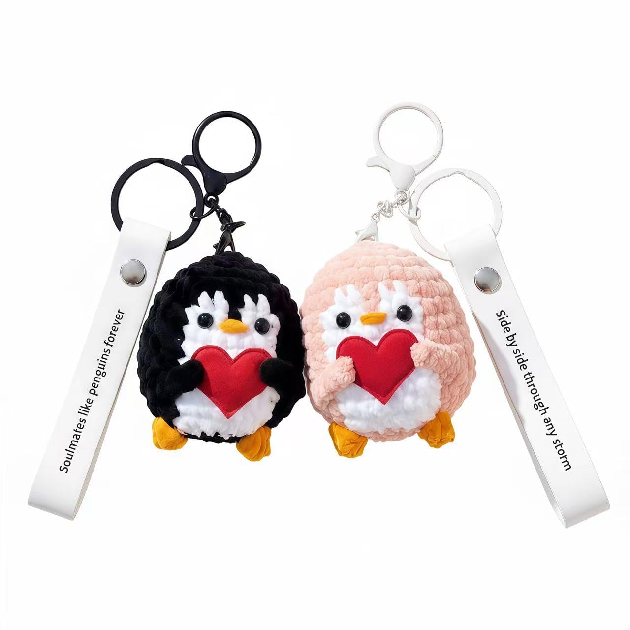 Aucess Penguin Keychain Gift for Birthday, Him&Her, Boyfriend, Girlfriend & Best Friends | Crochet Kawaii Bag Charm Backpack Accessories(2 Pack)