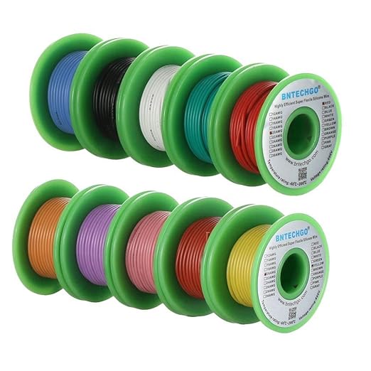 BNTECHGO 20 Gauge Silicone Wire Kit 10 Color Each 25 ft Flexible 20 AWG Stranded Tinned Copper Wire