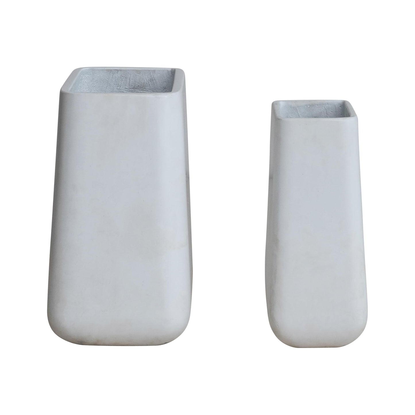 Creative Co-Op 2-Piece Cement Composite Square Planters, White