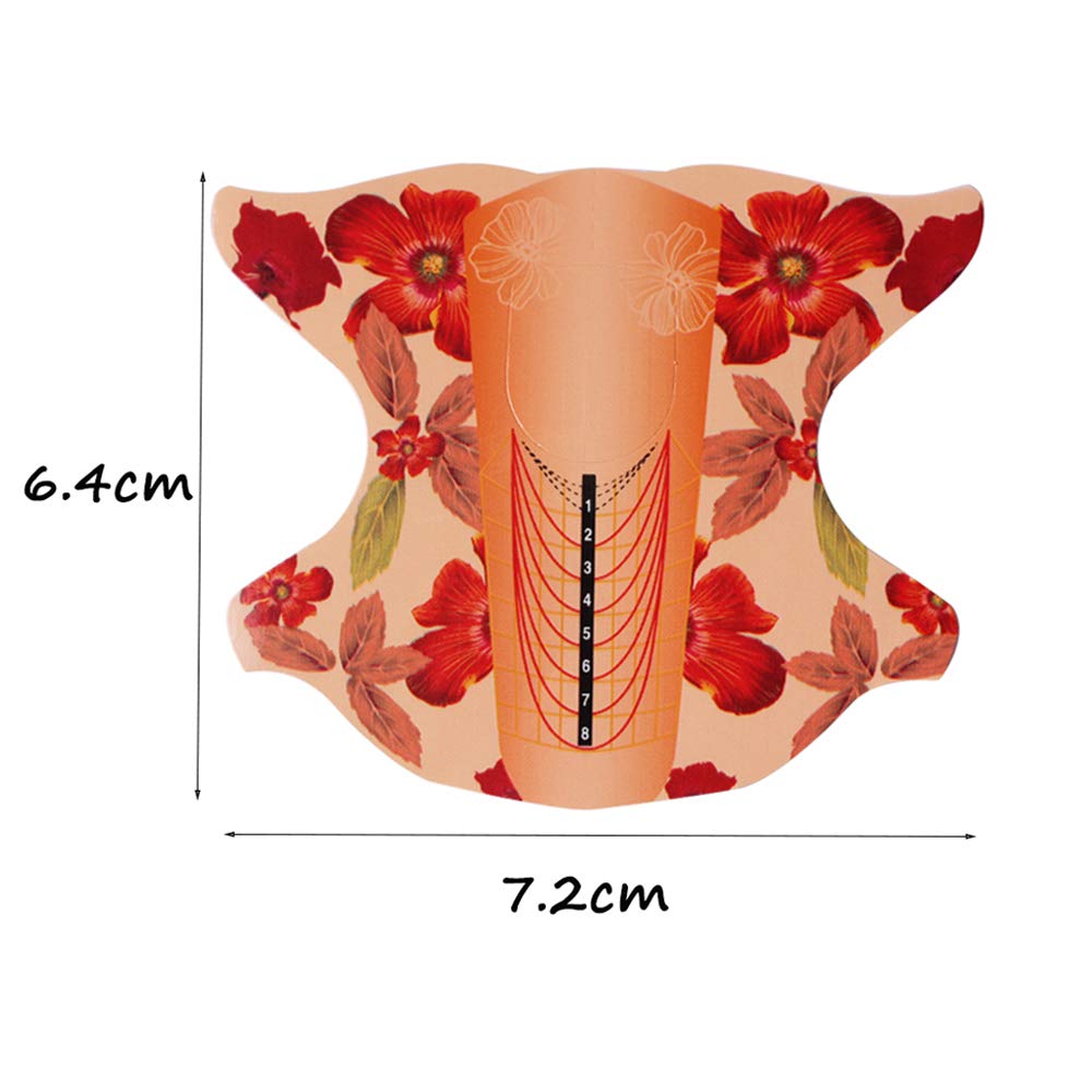 Beauty Leader 500 Pcs/Roll Nail Art Acrylic Tip Guide Gel Extension Nail Polish Styling Tools Curl Forms for Nails Care (A-Orange)