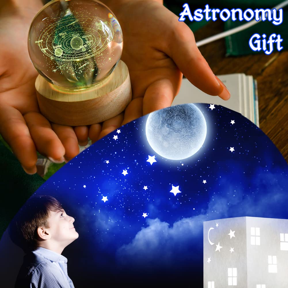 3D Solar System Crystal Ball 60mm Universe Gifts with Laser Engraved Model Astronomy Decor and Gift for Kids, Physics Enthusiasts, and Space Model Collectors