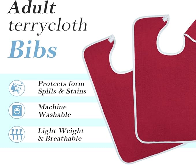 Avalon Towels Adult Bibs for Women 100% Cotton Bib for Adults for Eating - Terry Cloth Adult Bibs for Men Clothing Protectors