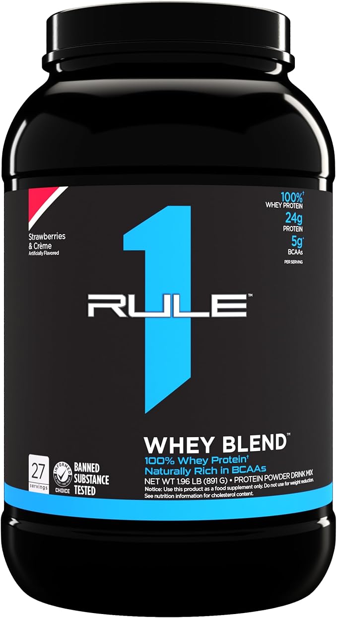 Rule One Proteins Whey Blend - 100% Whey Protein, Isolates, Naturally Rich in BCAAs, 1,96 lbs, 891g
