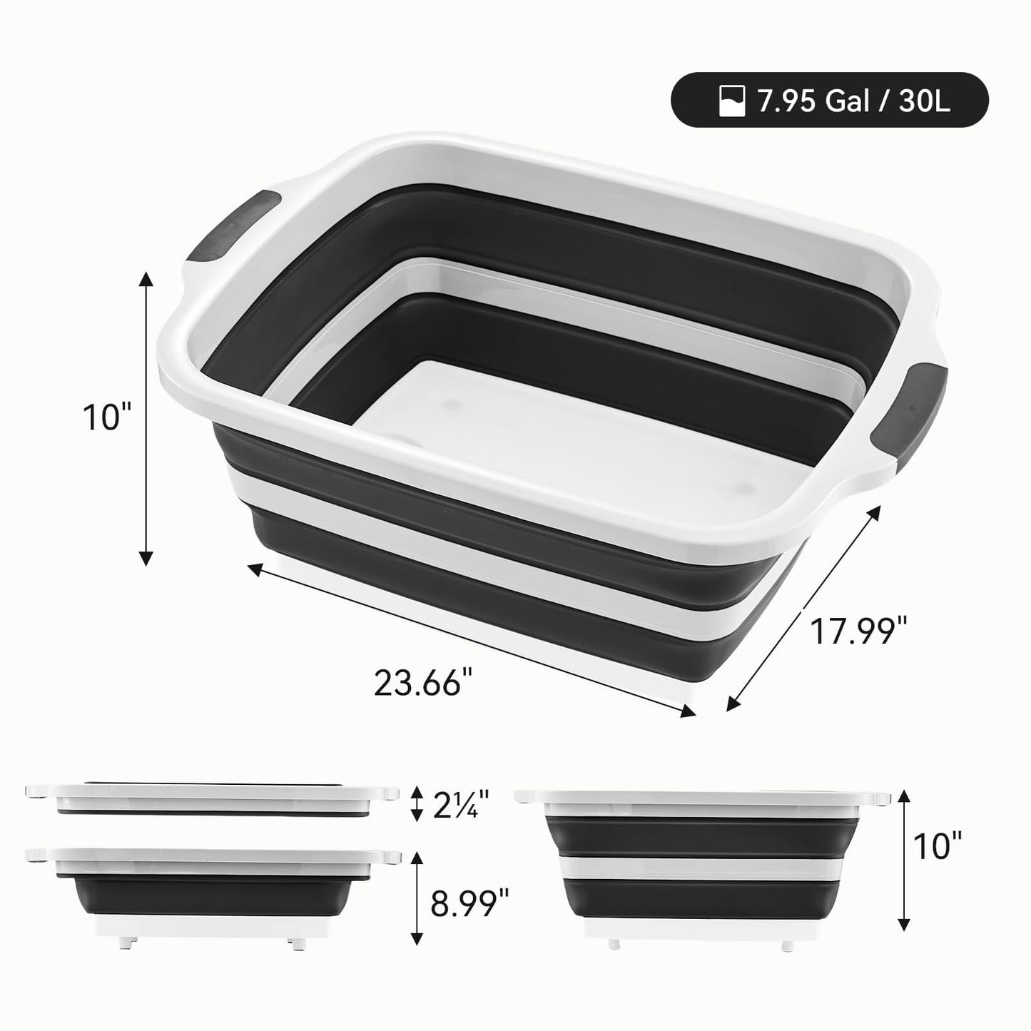 BBQ Prep Tub with Lid and Cutting Board, Collapsible Barbecue Tool Set for Marinating, Meal Prep, Food Storage, Grilling, Camping and Outdoor Cooking, Dishwasher Safe, Black XX-Large