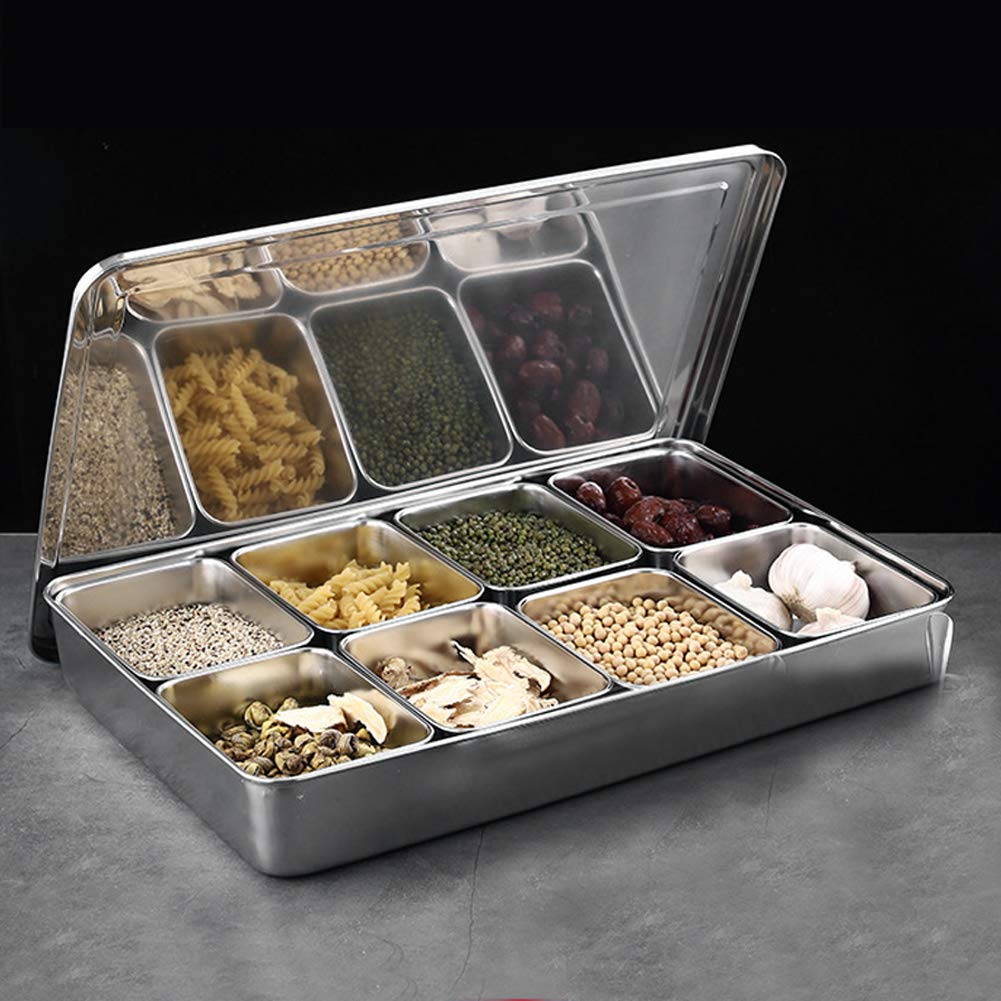 Seasoning Container Set Condiment Jars 8 Grids Stainless Steel Salt Sugar Storage Organizers Box Kitchen Utensils