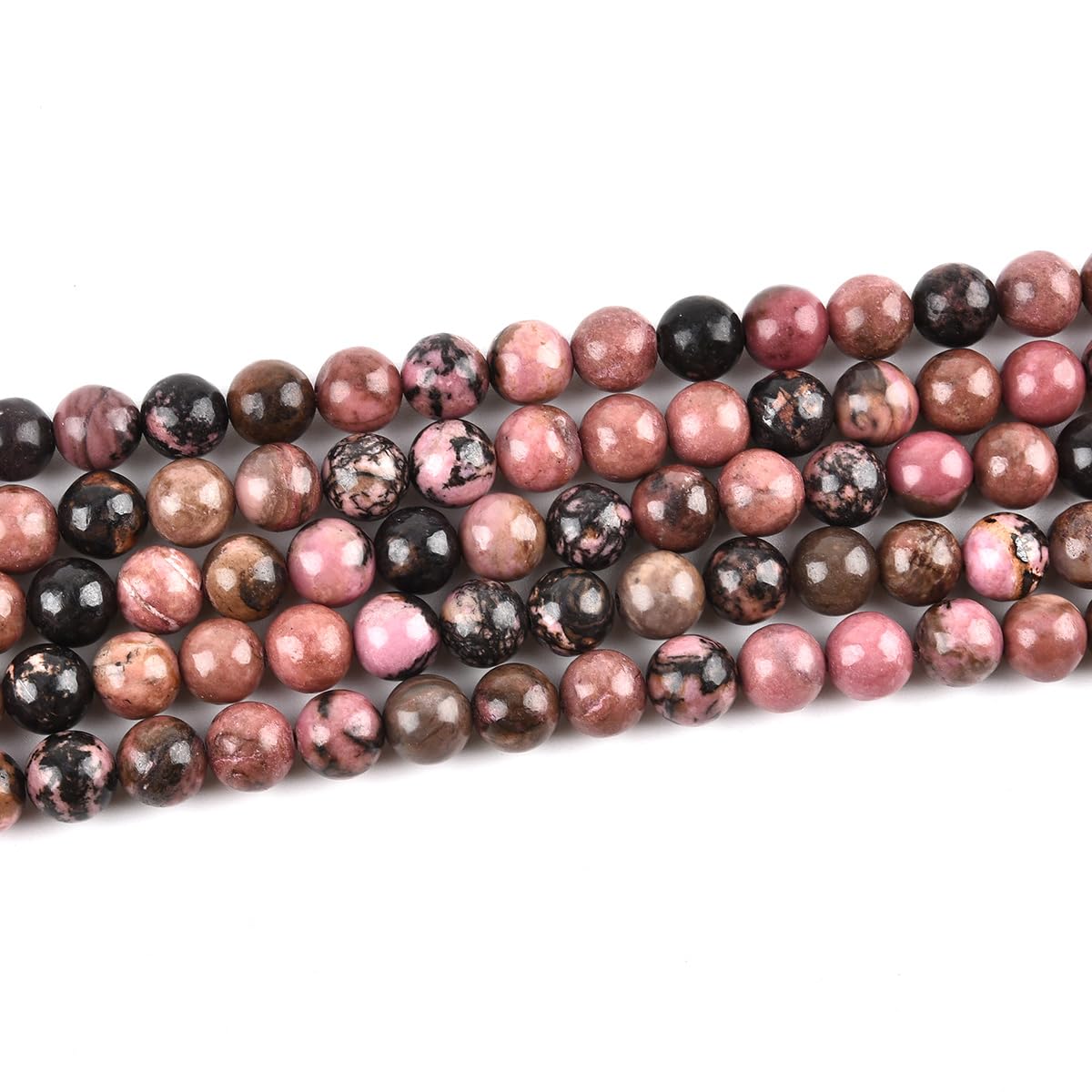 Genuine Black Rhodonite Beads for Jewelry Making Gemstone Semi Precious Stone Round 6mm Strand 15"(58-62pcs)