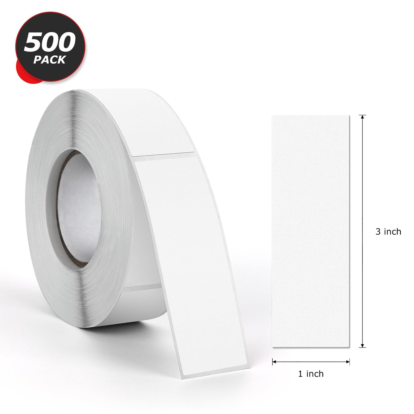 White Rectangle Stickers 3 x 1 Inch Color Coding Labels Vinyl Roll Self-Adhesive Waterproof Removable 500 PCS
