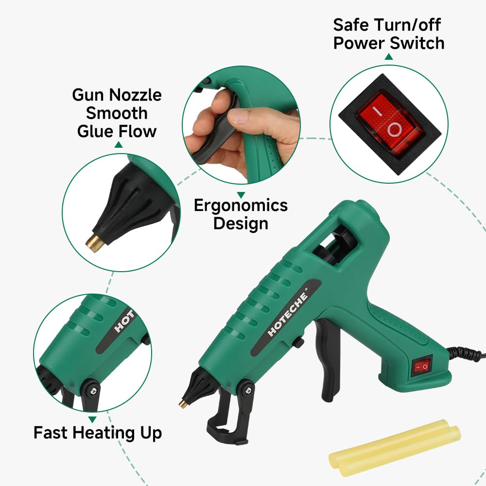 Hoteche 60W Hot Glue Gun Fast Preheating Glue Gun with Glue Sticks for Arts, Crafts, DIY and Quick Home Repairs