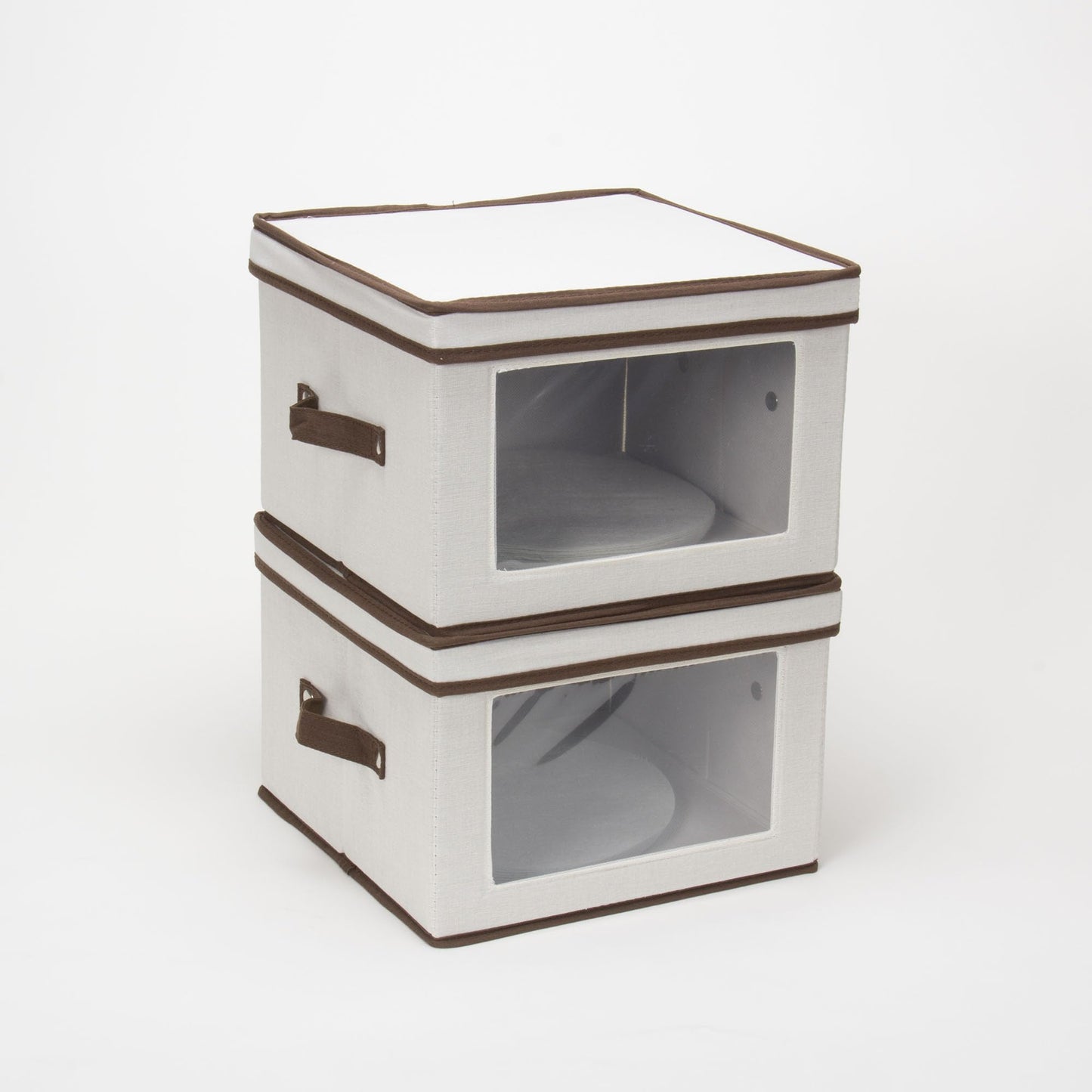 Household Essentials Dinner Plate Storage Box, Strong Frame and Handles, Windowed Panel, Fully Removable Lid, Stackable and Foldable, Perfect for Preserving Your Dinnerware