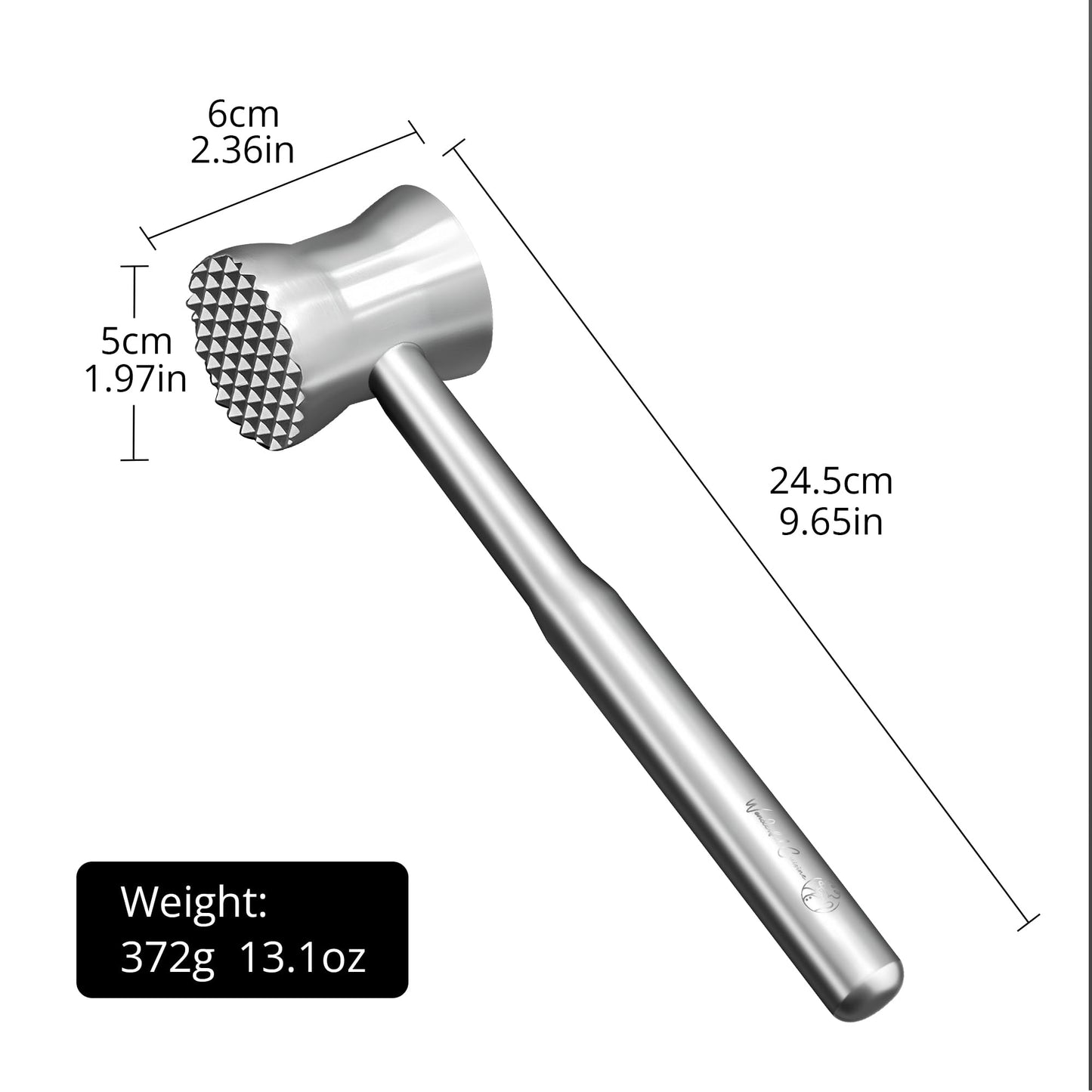 Stainless Steel Meat Tenderizer Hammer – Heavy-Duty All-Metal Design, Anti-Rust & Dishwasher Safe – Textured Surface for Steak, Chicken, Pork, and More,6 - YEAR WARRANTY