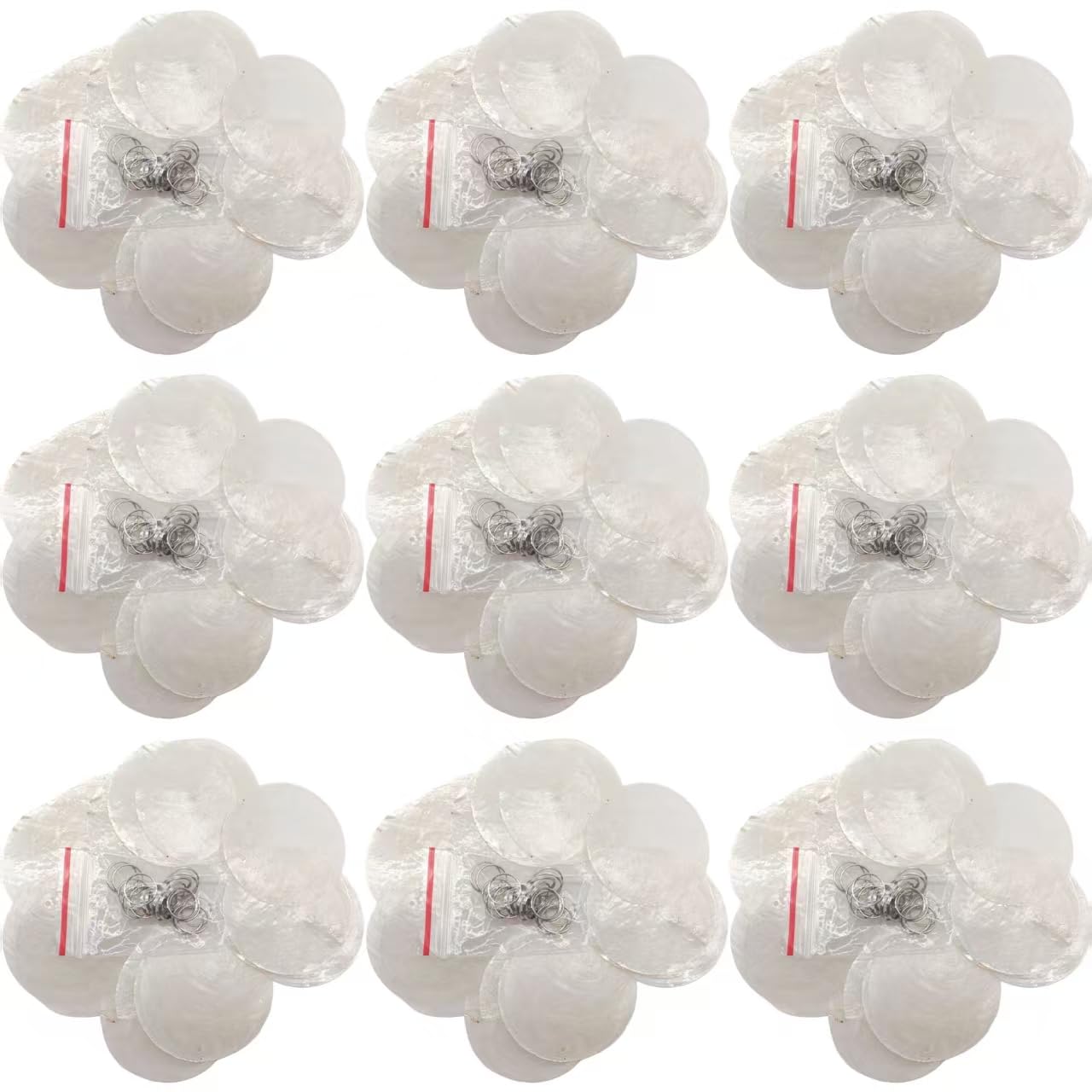 Lmlliang 20pc 2Inch Round Capiz Sea Shells,1Holes Capiz Shells,for Home Decor,Wind Chimes,Jewelry Making Crafts Decoration (White1)