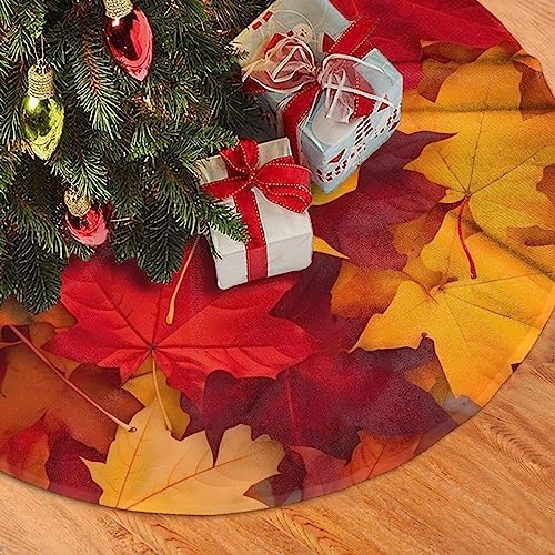 Autumn Leaves Fall Christmas Tree Skirts 36", Xmas Tree Cloth Mats Trees Skirts for Decor Gift, Home Decoration