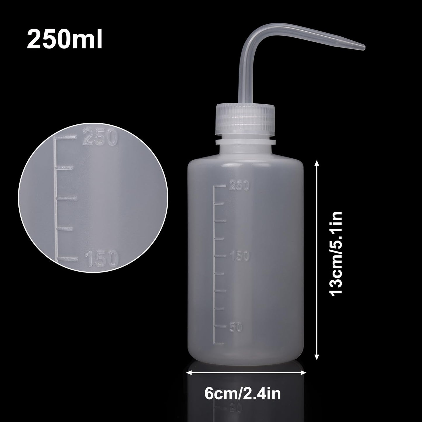 DEPEPE 6-Pack 250ml Squeeze Bottles for Liquids, LDPE Plastic Safety Squirt Bottle with Narrow Mouth & Scale Labels, Small Watering Can for Indoor Plants, Lab Tattoo Cleaning Tools
