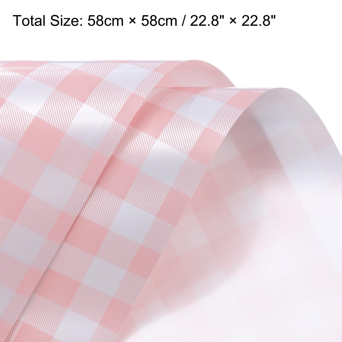 MECCANIXITY Flower Wrapping Paper Waterproof Floral Wrap Plaid Cream Pink Gift Packaging 22.8 x 22.8 Inch Used for DIY Crafts Bouquet Packaging 20 Pcs