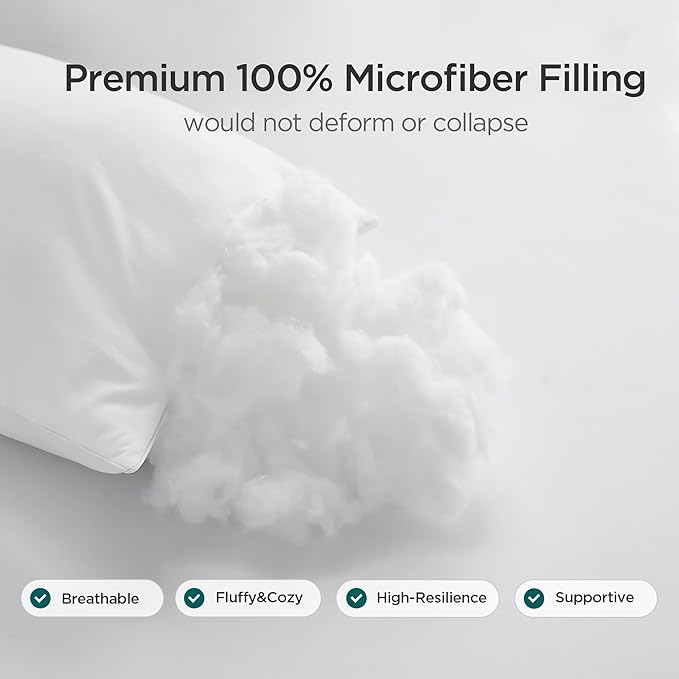 Acanva 24x24 Throw Pillow Inserts Set of 4, Premium Polyester Fiber Fill Square Sham Stuffer Cushion for Sofa, Bed, Couch and Chair, Machine Washable, 24x24 Inch(for 22x22 Cover), White 4 Count