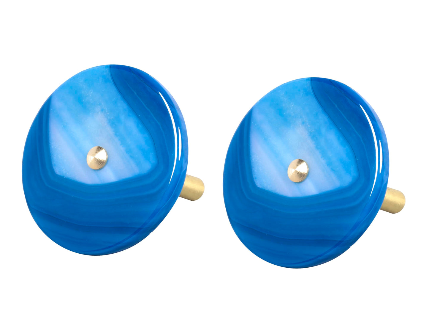 Rockcloud Set of 2 Agate Slice Decorative Hooks for Hanging with Screw, Heavy Duty Hooks Round Wall Mounted Crytals Hangers for Home Office Decor, Blue
