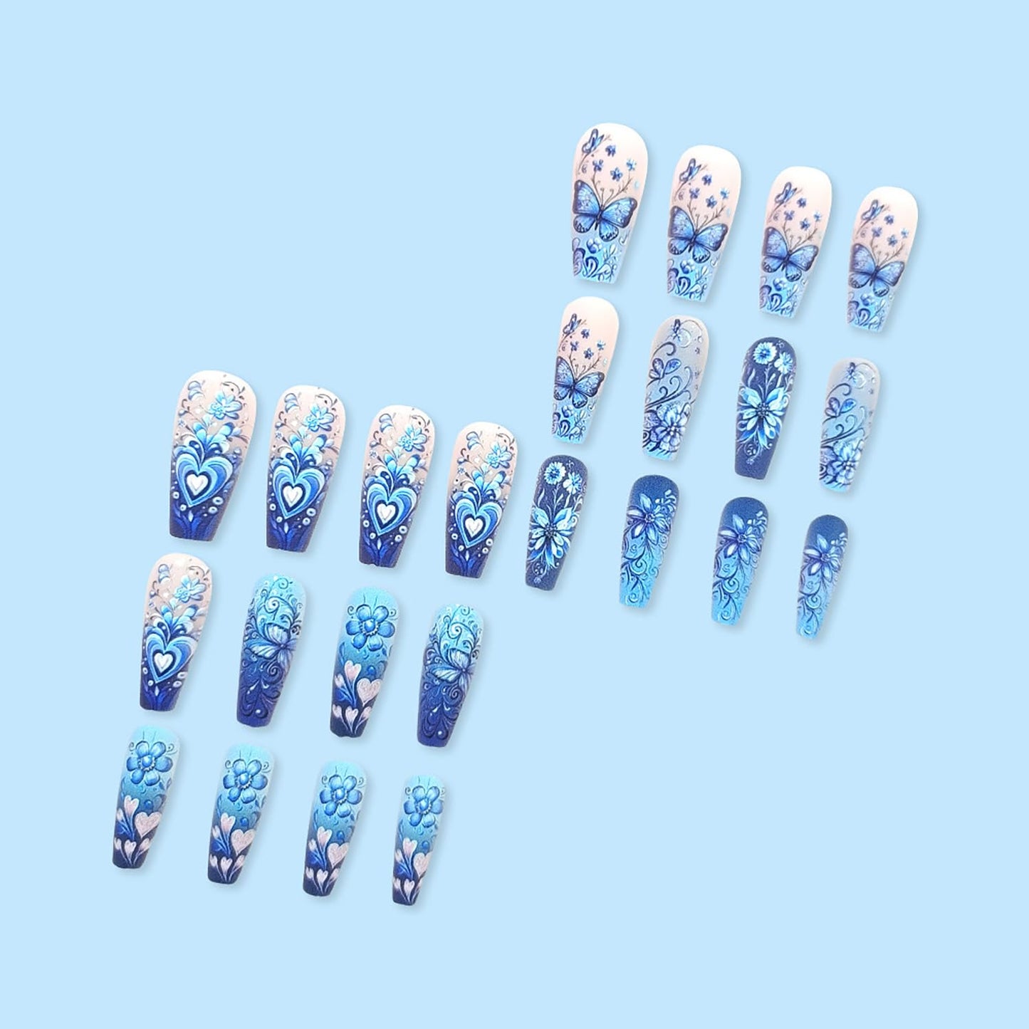 EYZOTSF Press on Nails Medium Square Shaped Acrylic Medium Square Shaped False Nails with Designs Artificial Short Coffin Fake Nails with Charms Glue ons Fingernails for Women Girls(CY1075)