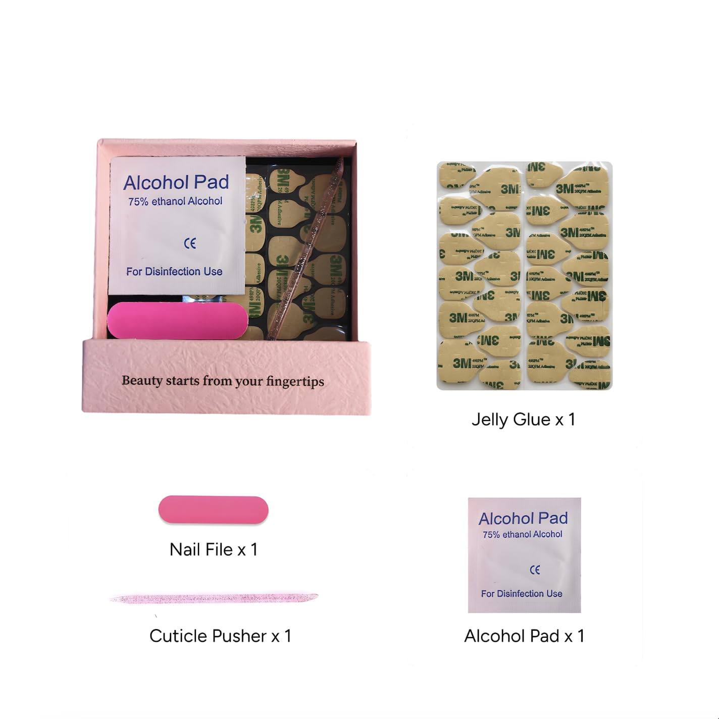 SIYOU Beauty | Fairy Space | Pink Fairy Long Coffin Press On Nails for Women (Medium) - Reusable, Salon-Quality Fake Nails (10pc)