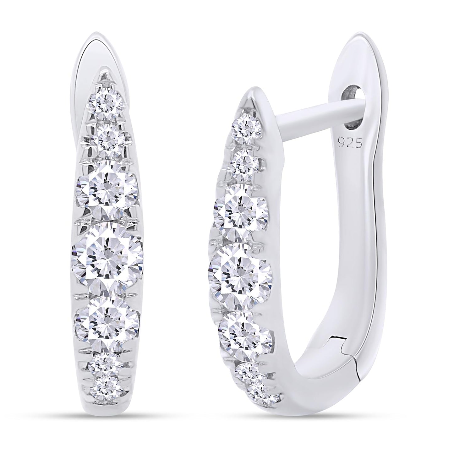 Huggie Hoop Earrings for Women Round Lab Grown Diamond Earrings for Her in 14K White Gold Over Sterling Silver Jewelry
