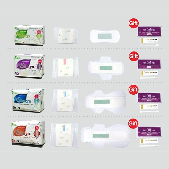 SHUYA Anion Ultral Long Overnight Pads for Woman with Wings,Postpartum Pads After Birth with Patented Anion Strip, Super Absorbency, Size 330mm-Scented (Pack of 4, 32)