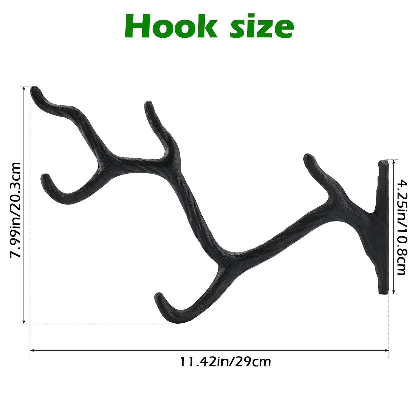 Patioer Cast Iron Tree Branch Plant Hook Heavy Duty Hanging Plant Bracket Decorative Outdoor Hangers for Flower Basket Bird Feeder Wind Chime Lanterns, 2 Pack