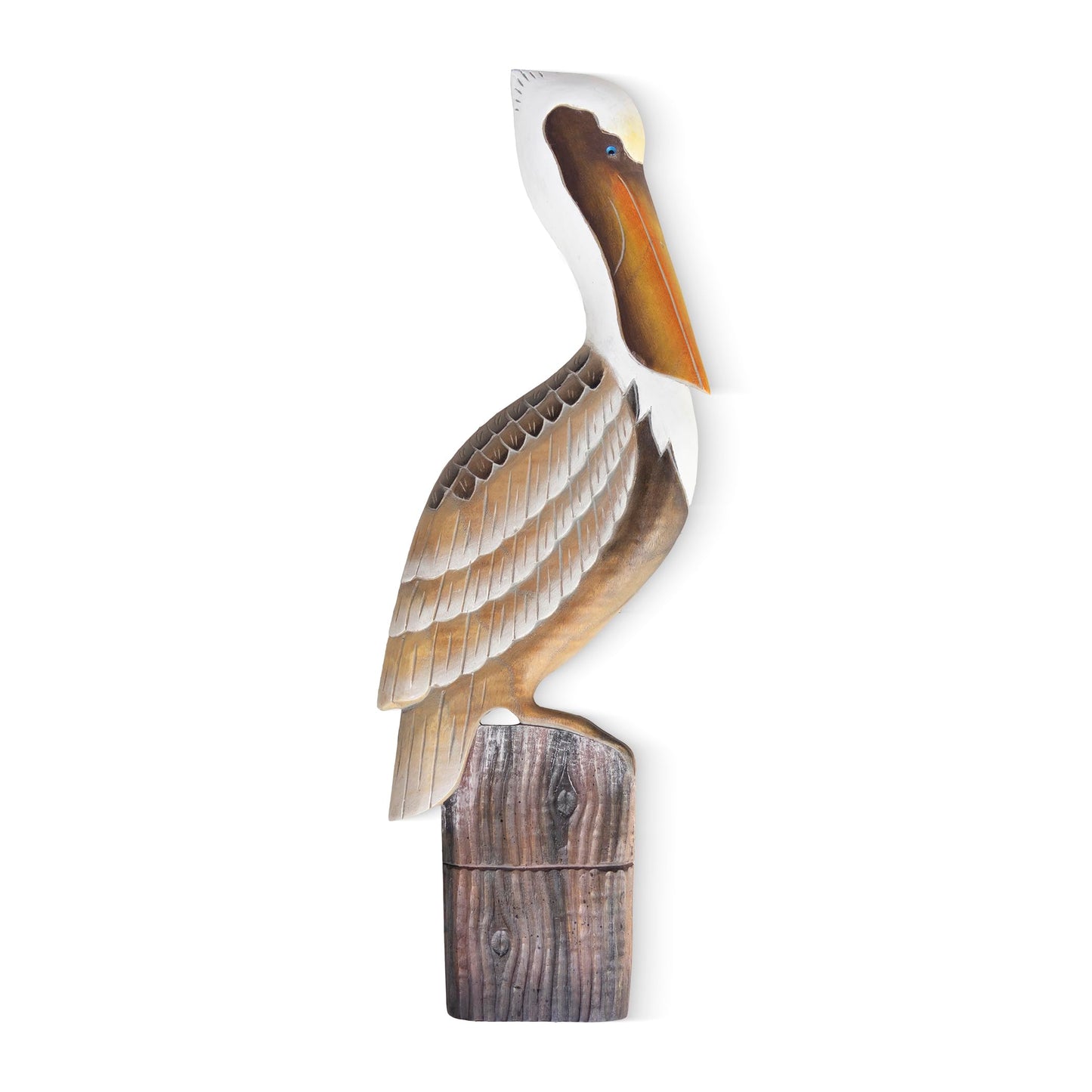 T.I. Design Hand Carved Pelican on Piling Wall