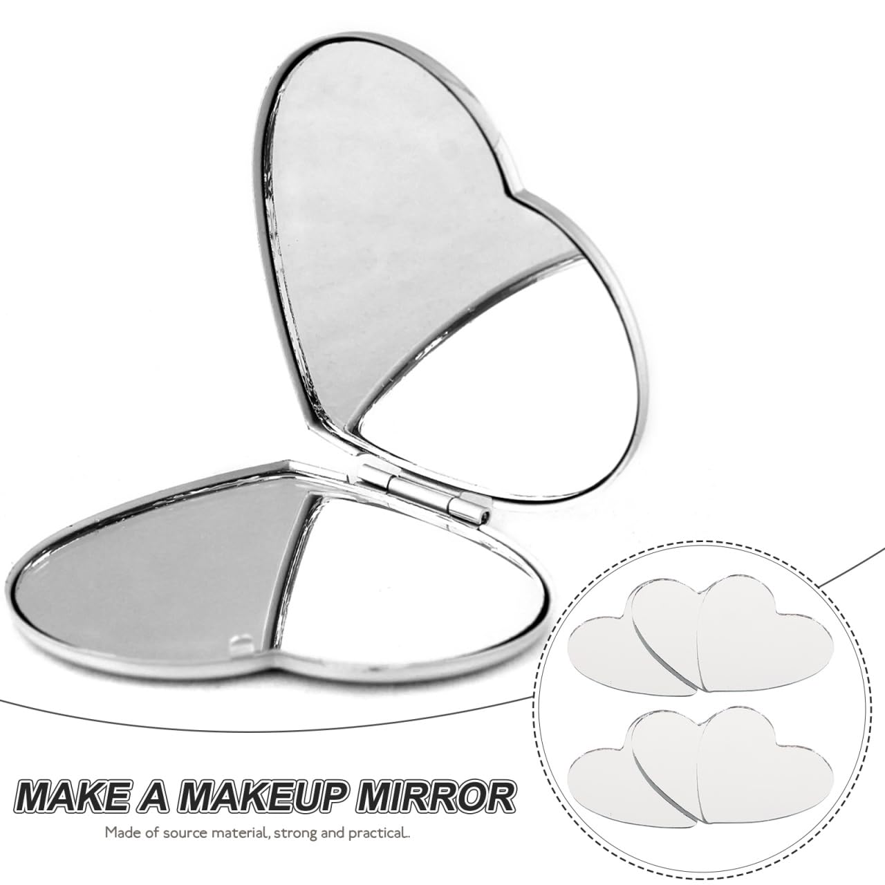 Healifty 20pcs Heart Shaped Mini Mirrors Glass Mosaic Tile Pieces for Home Decoration DIY Craft Projects Compact Mirror Making 2.12x1.96 in