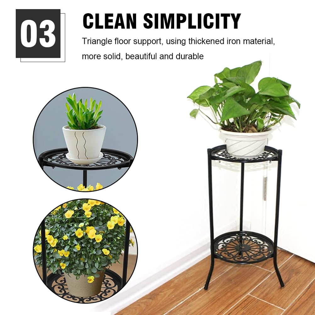 GOWENIC Heavy Duty Potted Plant Stand, Double Layer Metal Flower Pot Rack for Indoor Outdoor, Plant Rack for Patio Balcony