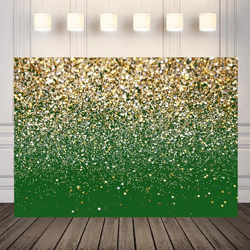 8x6ft Green and Gold Backdrop Birthday Gold Spots Bokeh Wedding Prom Graduation Photography Background X-224 - color: Green, size: 8X6ft