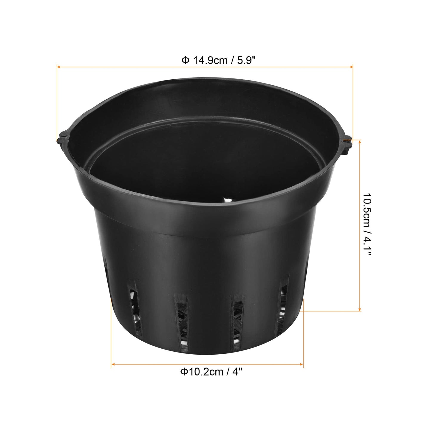 PATIKIL 5.9 Inch Plastic Plant Pot with Holes, 4 Pack Flower Starting Planter Container for Indoor Outdoor, Black