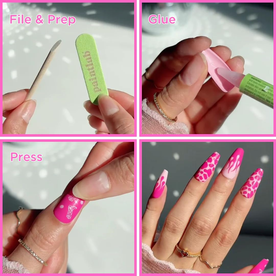 PaintLab Press On Nails - Sugar Dot Glaze Nude Short Almond Fake Nails, 30 Nails in 15 Sizes with Glue, Reusable Salon Quality Press On Nails