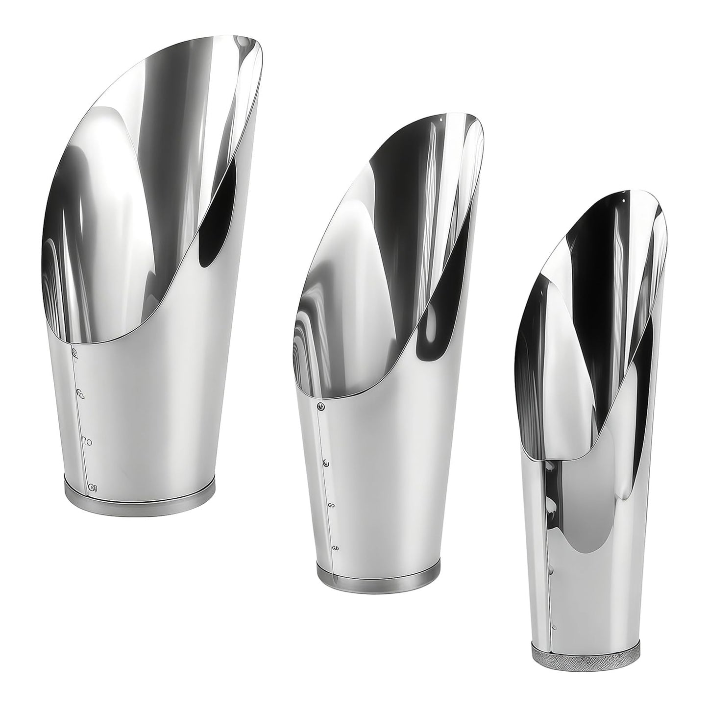 3Pcs Stainless Steel Soil Scoop Set - Bonsai Shovel Tools for Repotting, Succulent Planting, Gardening Small Metal Hand Spade Trowel (Silver)