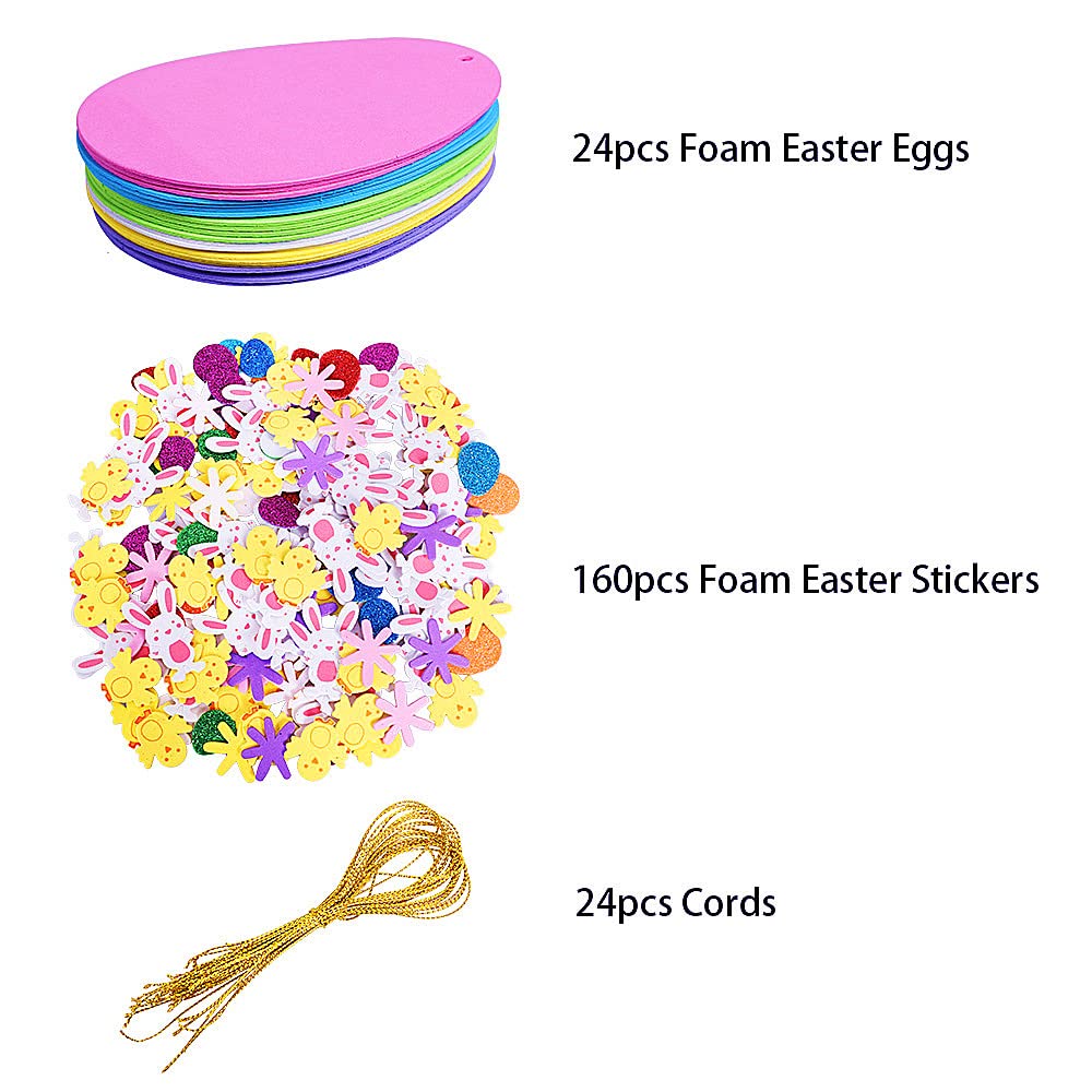 Max Fun 208PCS Easter Foam Stickers DIY Easter Craft Kit Foam Eggs for Kids Classroom, Party Supplies, DIY Cards and Decorations