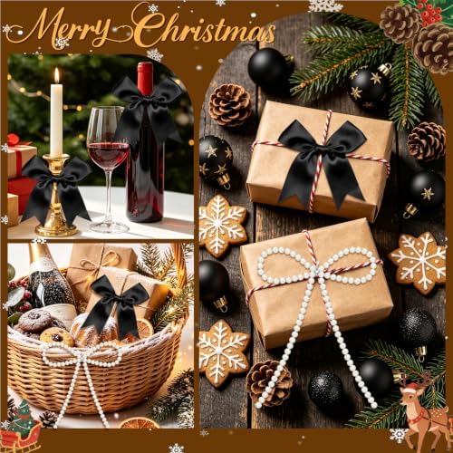18 Pcs Pearl Bow Ornaments for Christmas Tree Toppers Decorations