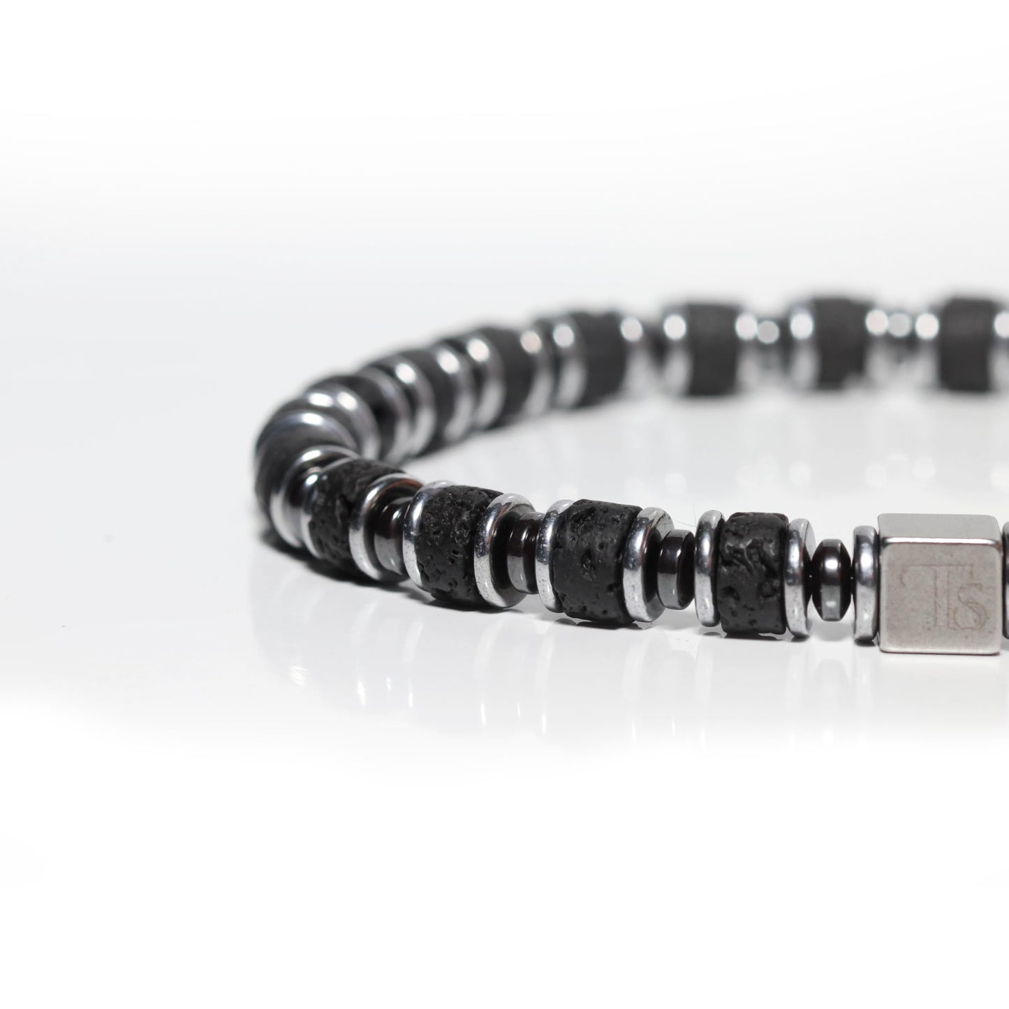 Lava Stone Bracelet – Handmade Volcanic Rock Beads – Premium Natural Stone Jewelry – Black Elastic Beaded Bracelet (Lavas)