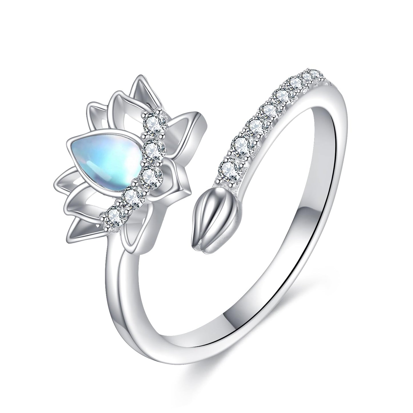 JBAERD Lotus Rings Sterling Silver Adjustable Lotus Rings Flower Jewelry Gifts for Women