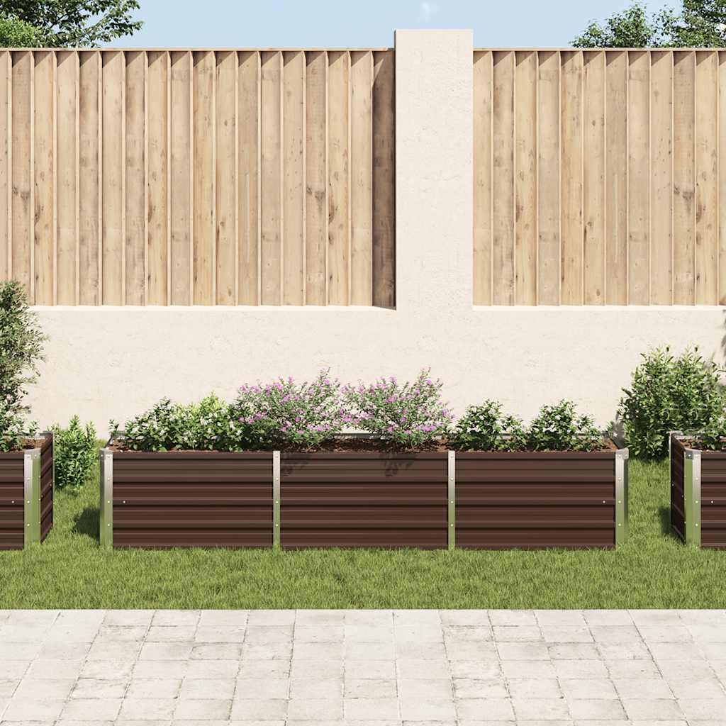 SKM Large Galvanized Steel Raised Garden Bed Brown 94.5x15.7x17.7 in,Brown (Weight 15.39KG)