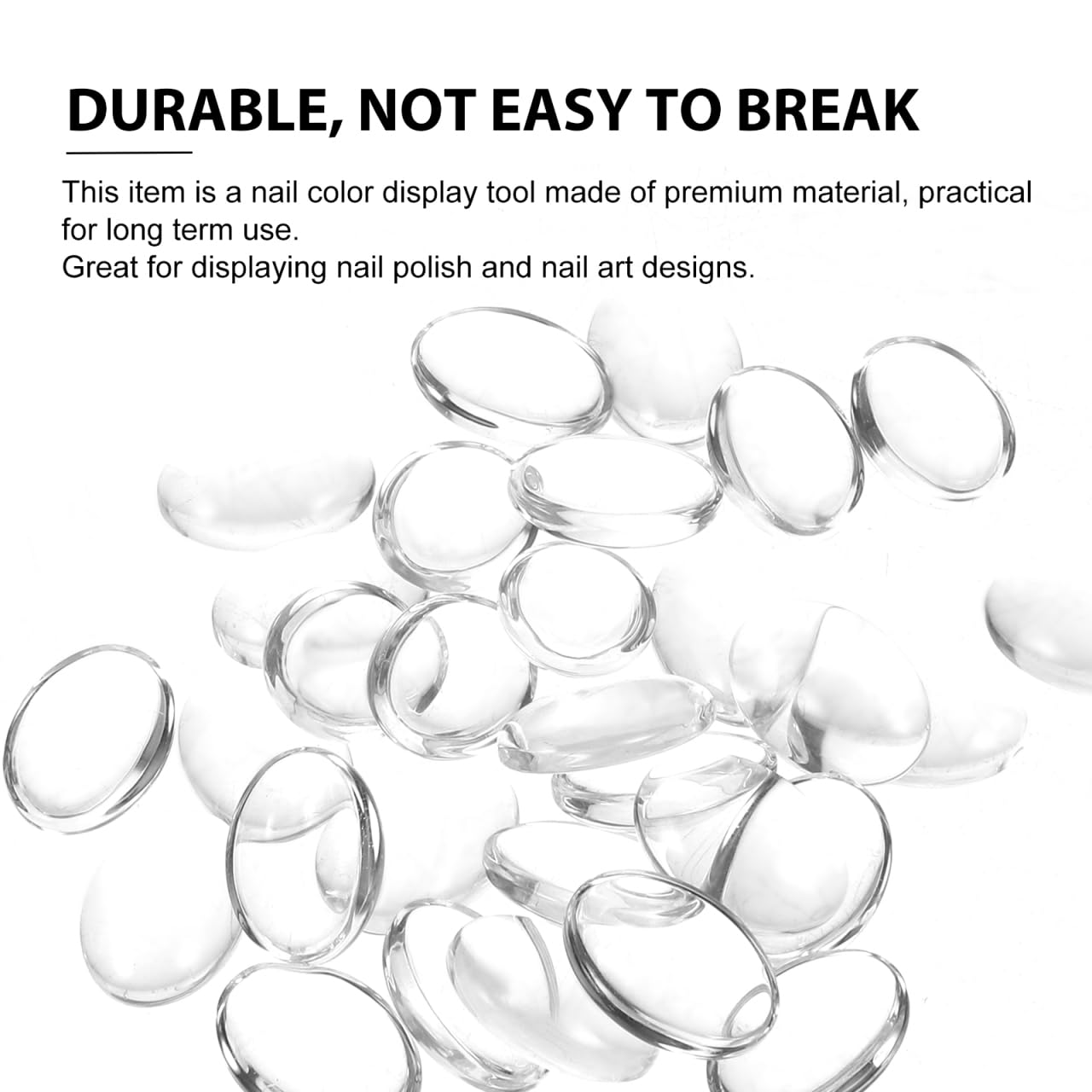 Hemoton 30Pcs Nail Color Charts Glass Oval Display Beads for Manicure Nail Polish Display Portable Art Tools for Home and Salon