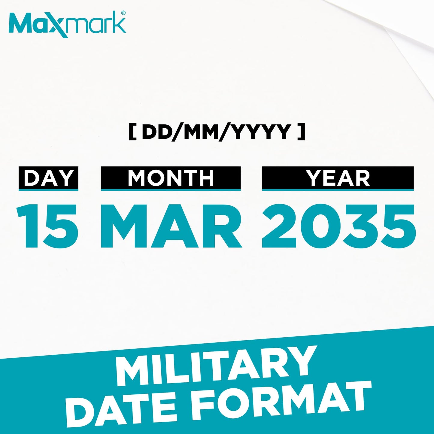 MaxMark 2000 Military Date Format (DD/MM/YYYY) - Self Inking Date Stamp - Black