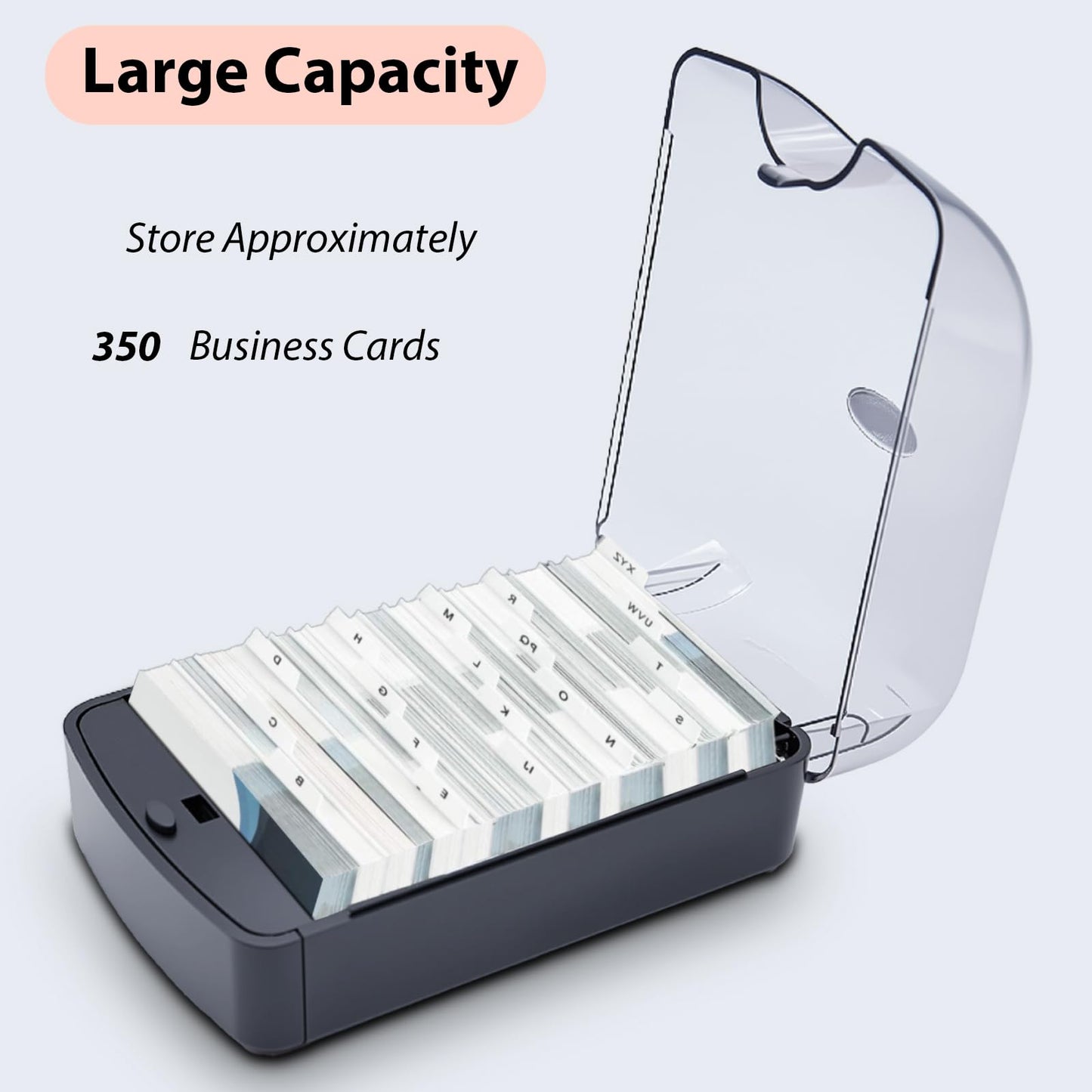 Daphilly Business Card Holder for Desk, Business Card Holder Organizer, Credit Card Organizer Case File Index Card Box Storage,with A-Z Tabs, Storage up to 350 Cards