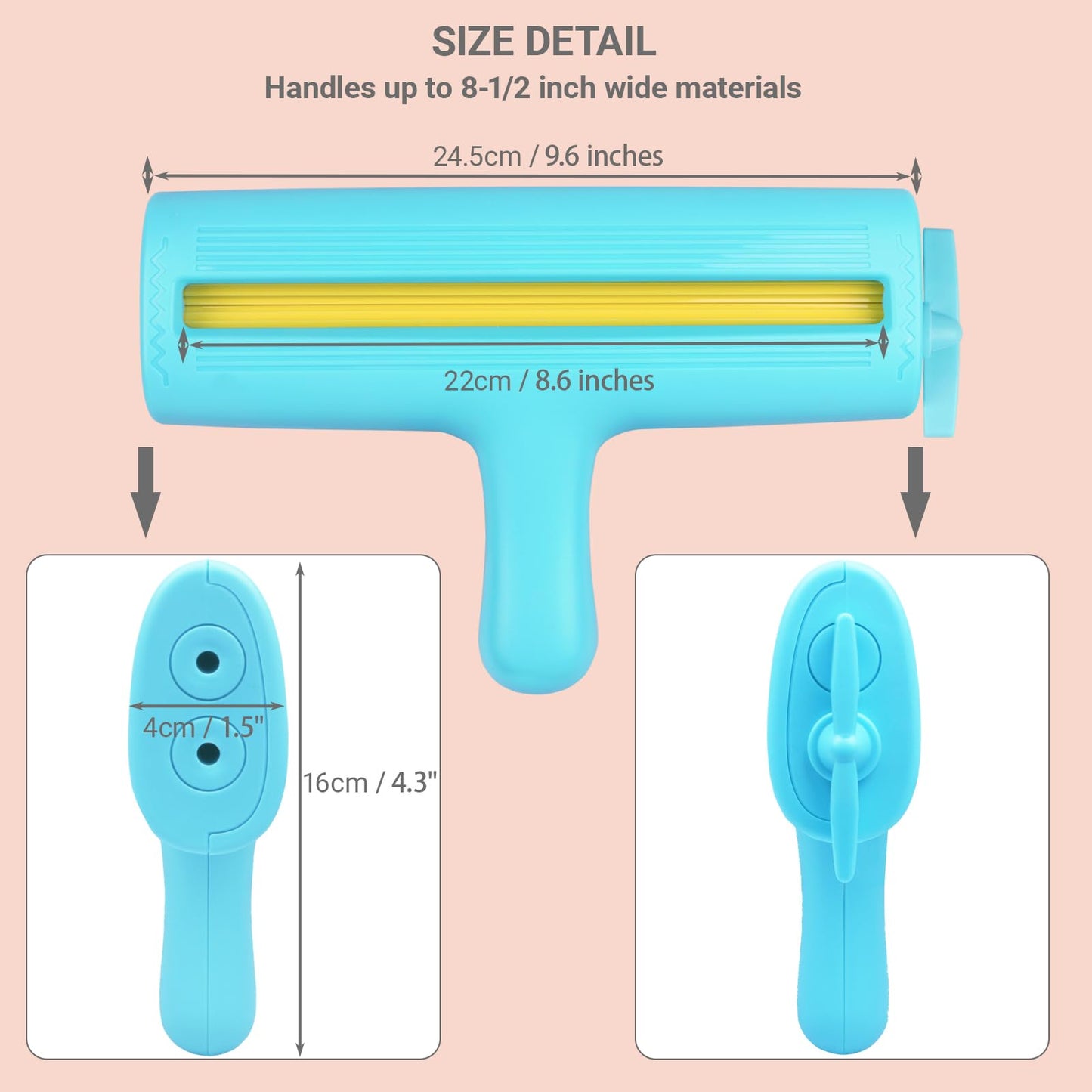 KW-triO Paper Crimper for Chip Bags Crafting Paper Creasing Tool for Scrapbooking, Quilling, Wrapping, Bag Sealing Decorative Edge Creaser with 8-1/2 Inches Width Roller (Cyan)