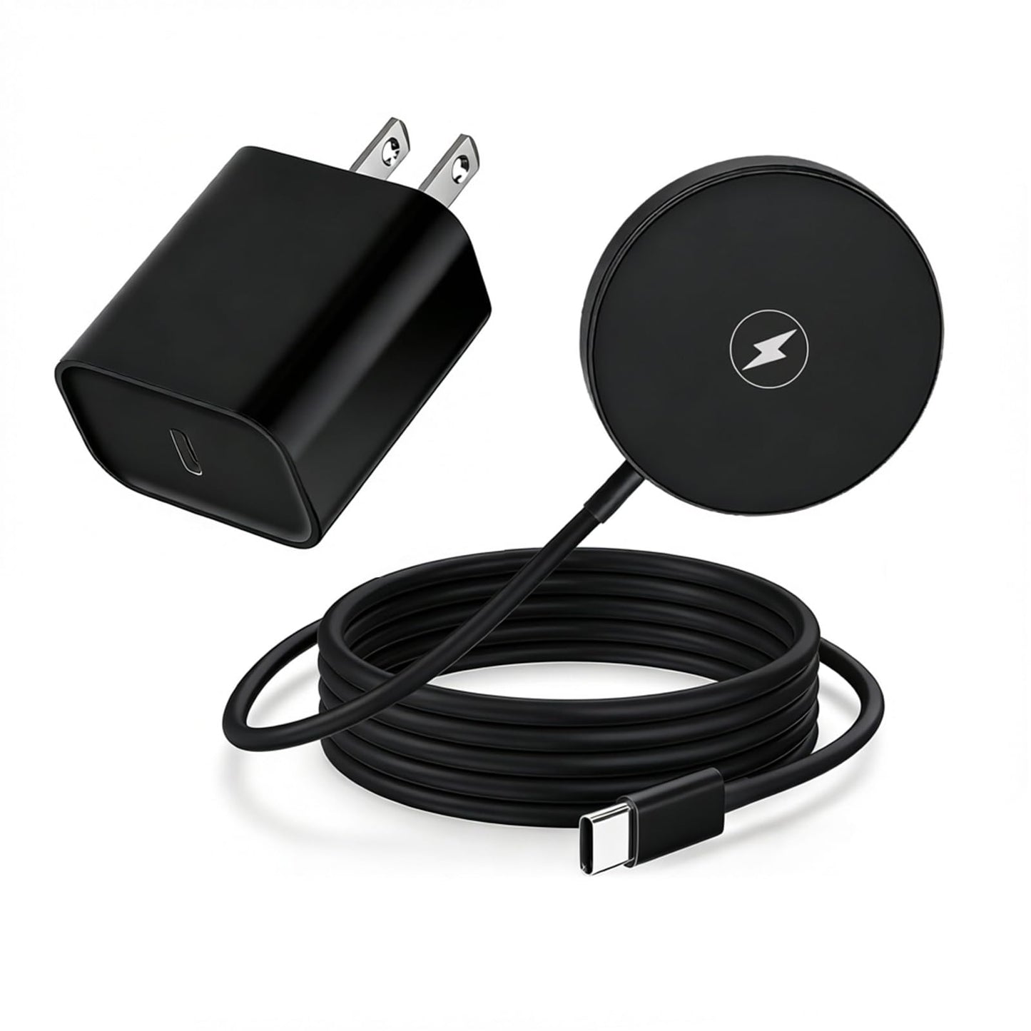 [Apple MFi Certified] iPhone Magnetic Wireless Charger 15W 6FT Mag-Safe Charging Pad with USB C Fast Wall Charger Block for iPhone 17 Pro Max/Air/16E/16 Plus/15/14/13/12/11/AirPods Pro 3/2(Black)