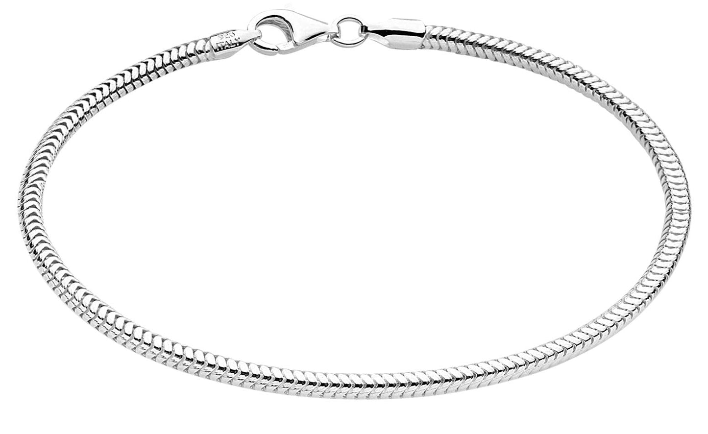 Savlano 925 Sterling Silver Solid Italian Round Diamond Cut Flexible Snake Chain Bracelet With Gift Box For Women & Men - Made in Italy (8, 3.5mm)
