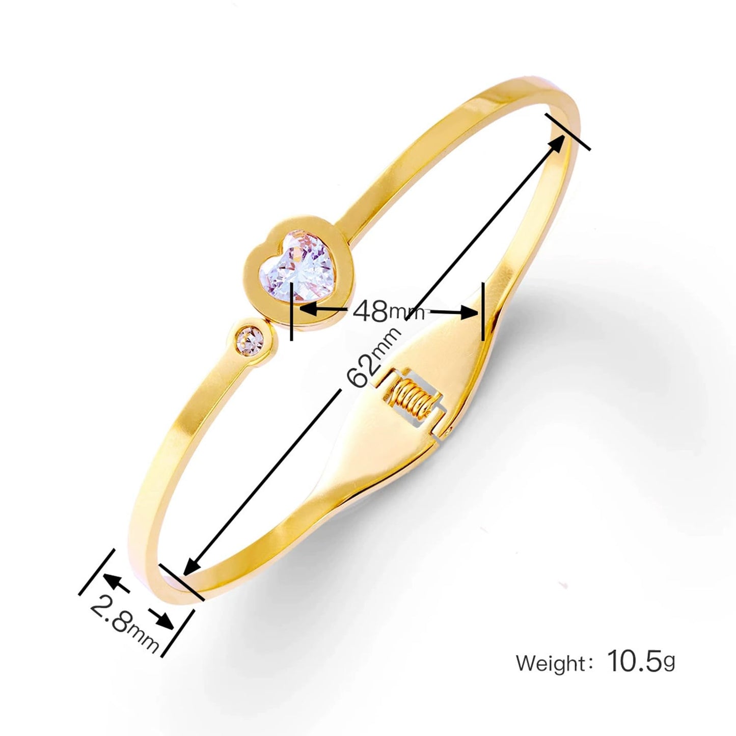 Vbvbip 18K Gold Plated 316L Stainless Steel Bangle Bracelet Collection - 12 Unique Designs + Matching Diamond-Accent Titanium Steel Chain, Gift for Women