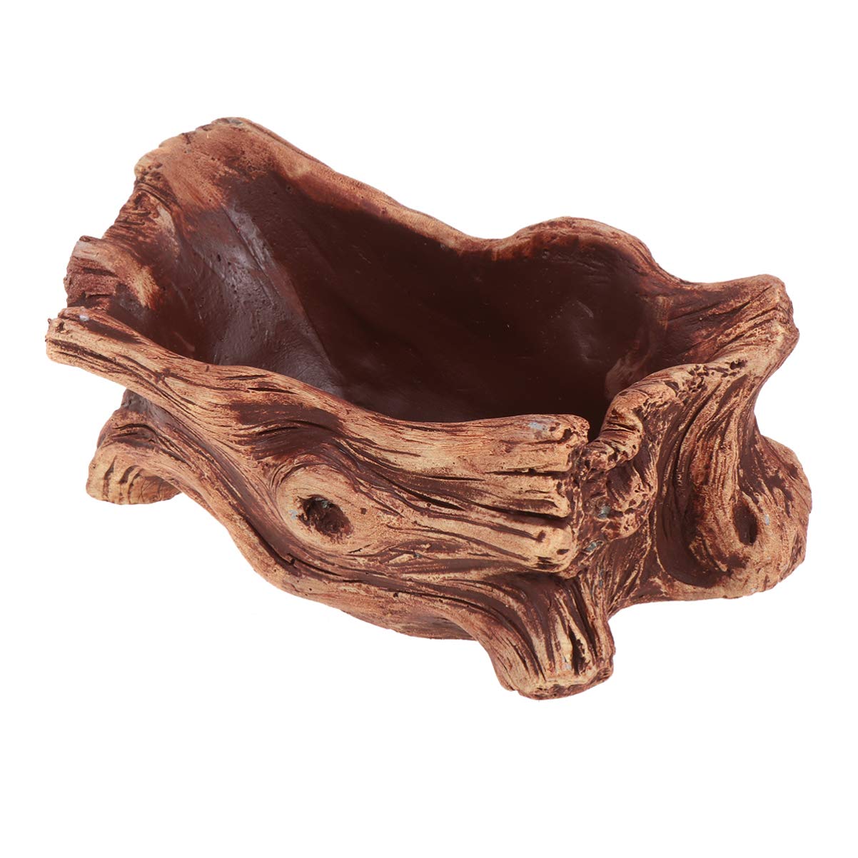 Desk Containers Driftwood Stump Log Concrete Planter Succulent Pot Flower Plant Pot Container for Indoor Outdoor Patio Decoration Brown Ornament Container