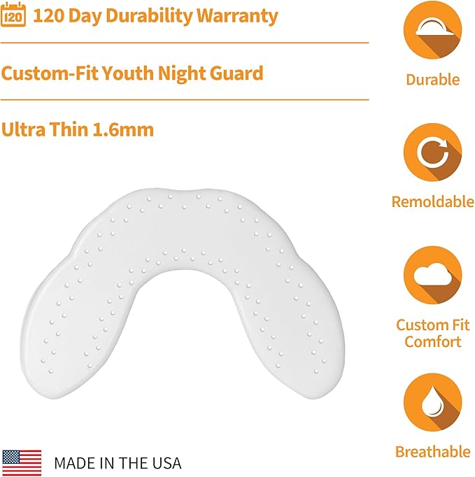 SOVA Junior Night Guard, Spring Green - 1.6mm Thin - Custom-Molded Fit - Protects Against Nighttime Teeth Grinding & Clenching - Odor & Taste Free - Remoldable Up to 20 Times