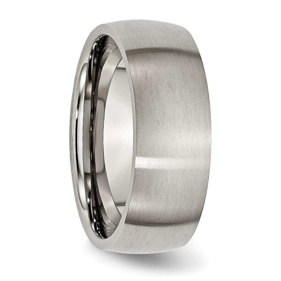 JewelryWeb Titanium Half Round 8mm Brushed Band Ring Size 6 Ring for Women and Men