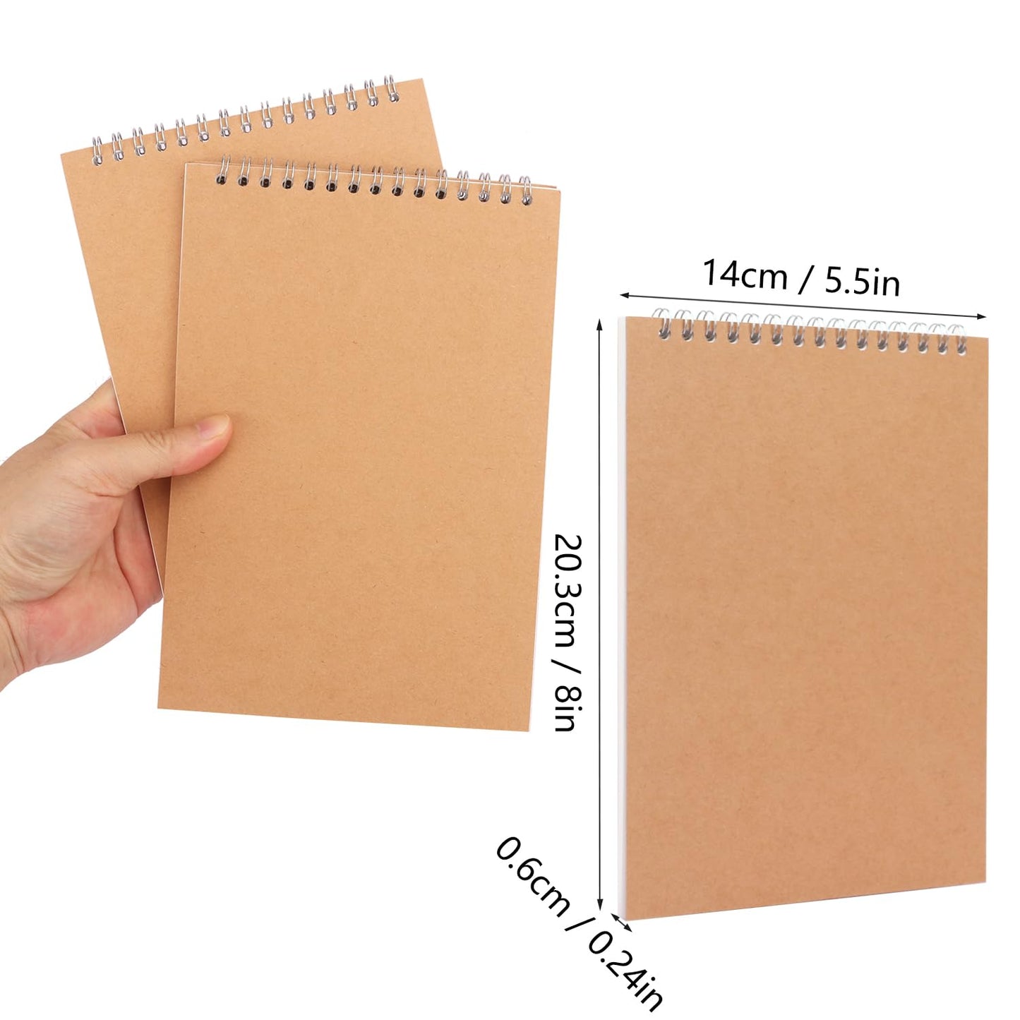 IHDYPPEW 22 Pack Top Spiral Sketch Book, 8.4"x5.7" A5 Unlined Blank Notebook for Scrapbooking, Nature Journaling, and Drawing - Durable, Portable & Versatile Sketch Pad(80 Sheets -160 Pages)