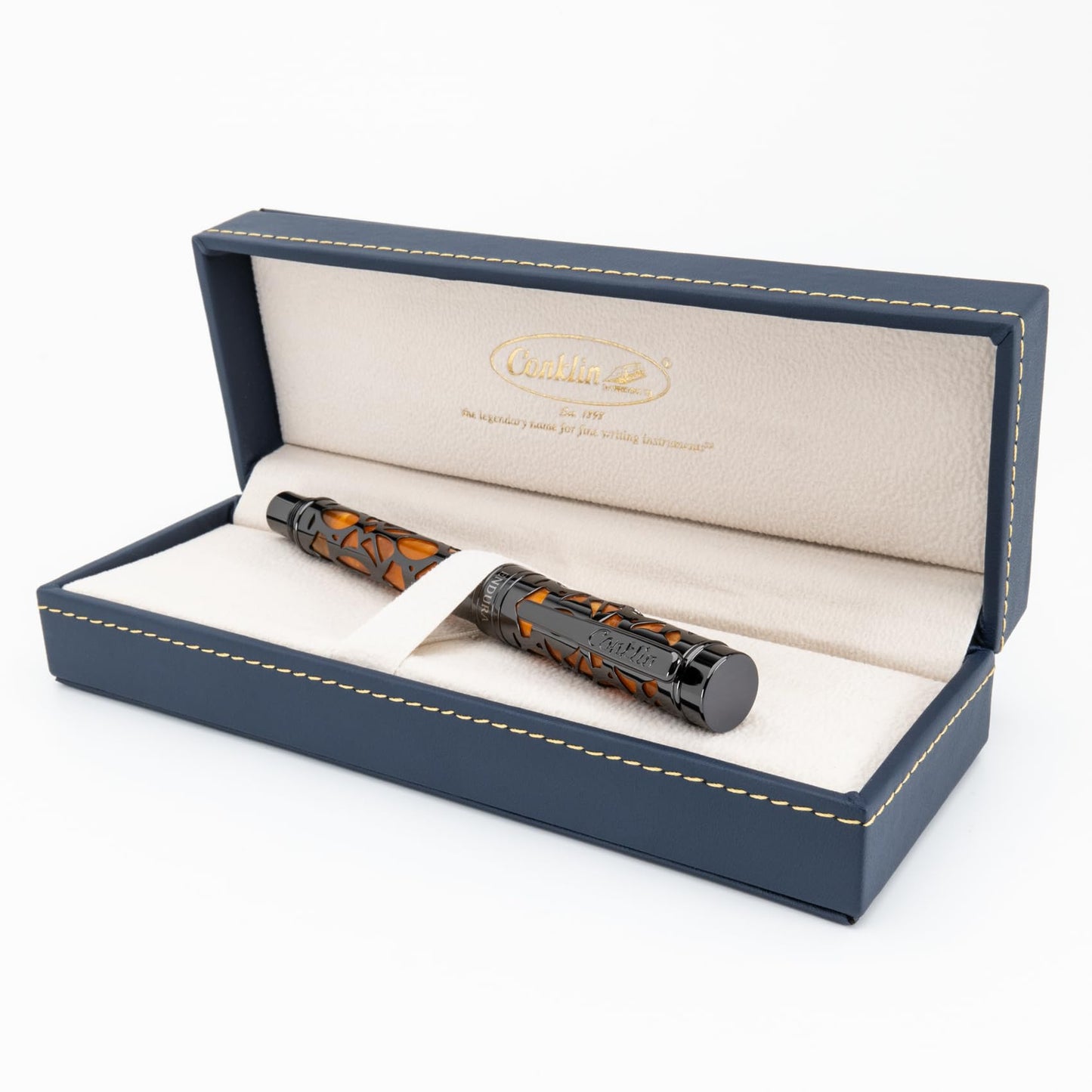 Conklin Endura Deco Crest Rollerball Pen in Orange with Rose Gold Accents – Refillable Rollerball Writing Instrument by Conklin Pen Company