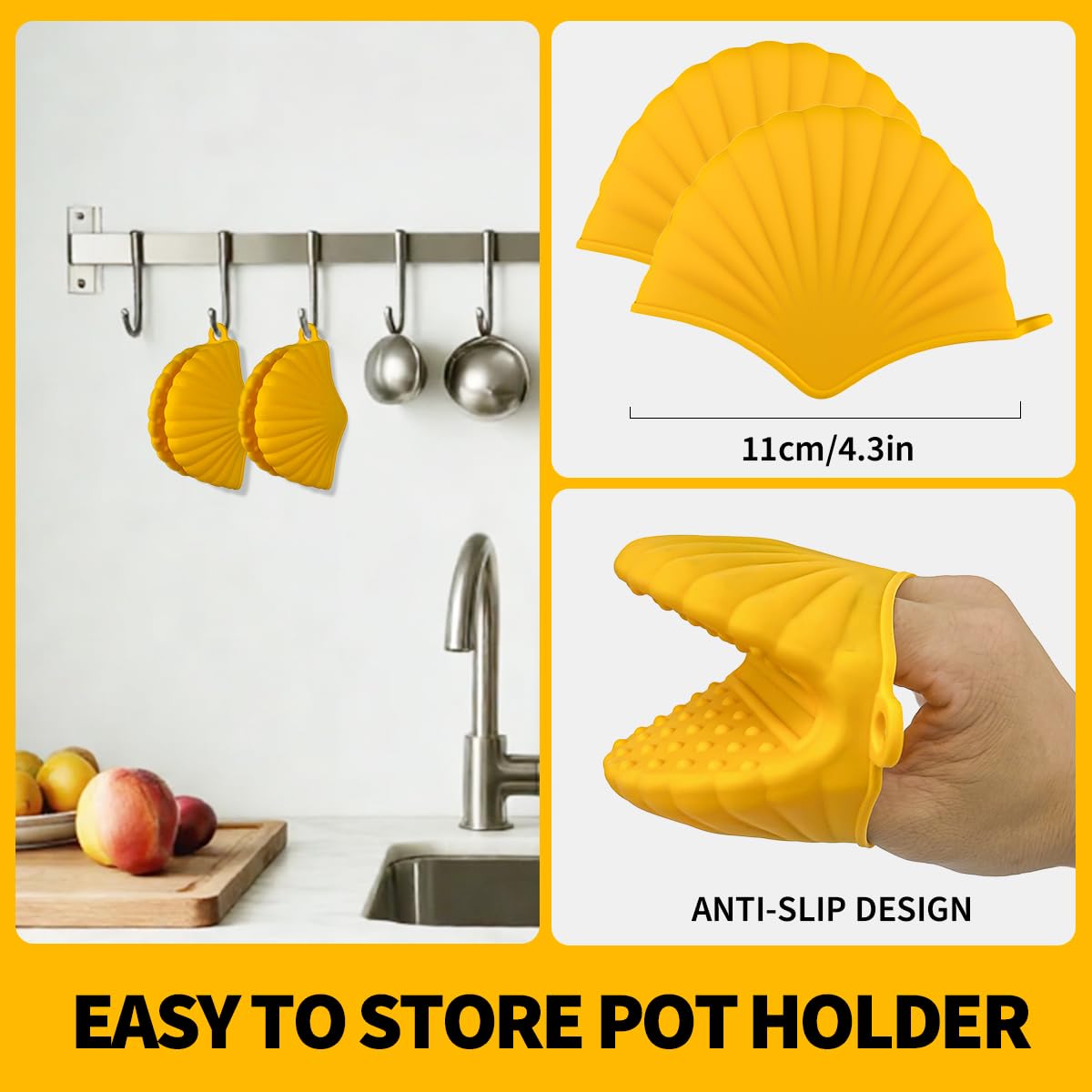 Silicone Shell Pot Holders - Valentines Day Gifts for Her,Cute Kitchen Gadgets Birthday Gifts for Women